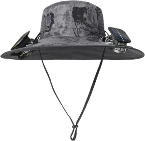 2025 New Solar Fan Hat,with 2 Solar Powered Fans,Outdoor Summer UV Hiking Camping Fishing Hat,Solar & USB Charging