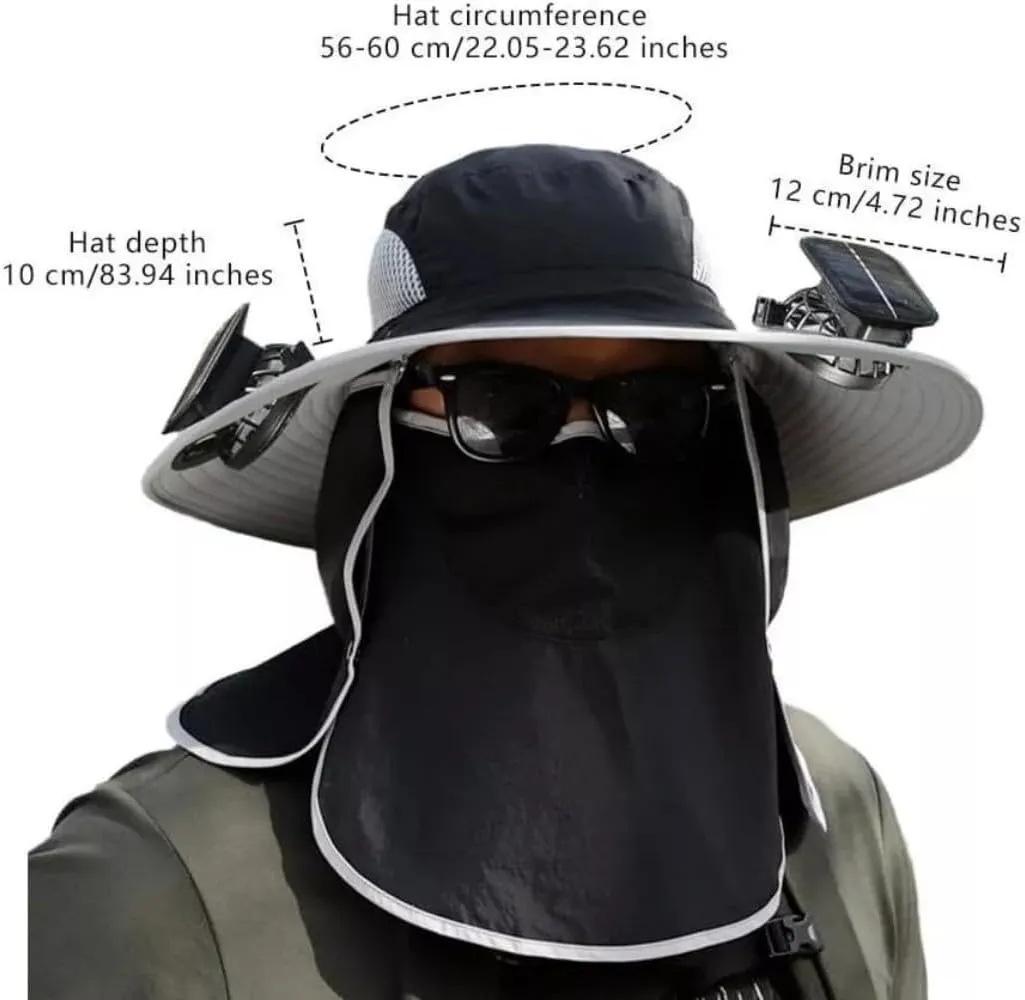 2025 New Ultralight Solar Fan Sun Hat, Wide Brim Solar Fan Hat Outdoor Fishing, Men Rechargeable UPF50 , Waterproof