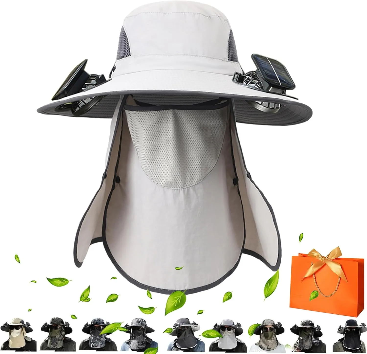 2025 New Ultralight Solar Fan Sun Hat, Wide Brim Solar Fan Hat Outdoor Fishing, Men Rechargeable UPF50 , Waterproof
