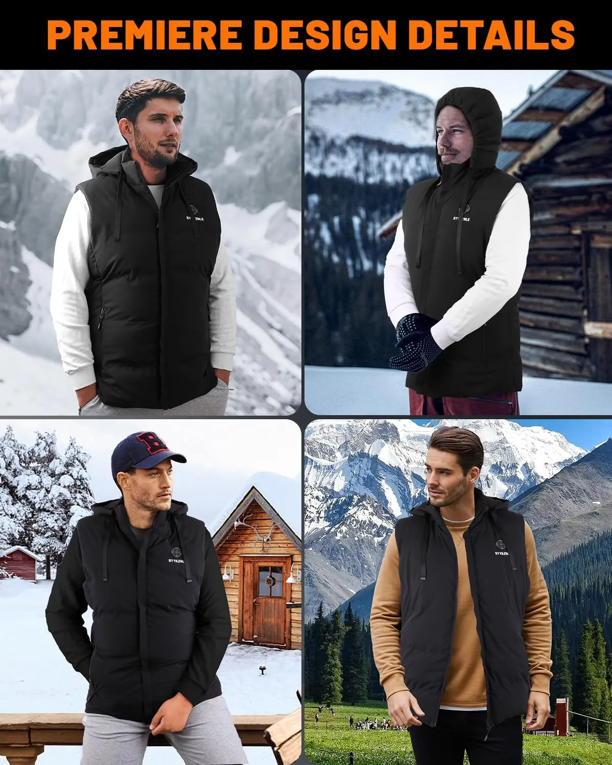 21 Heated Zones Heated Vest, with 40000mAH 7.4V Battery Pack Heated Vest for Men & Women, 5 in 1 Smart Controller