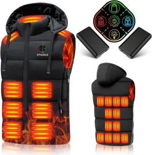 21 Heated Zones Heated Vest, with 40000mAH 7.4V Battery Pack Heated Vest for Men & Women, 5 in 1 Smart Controller