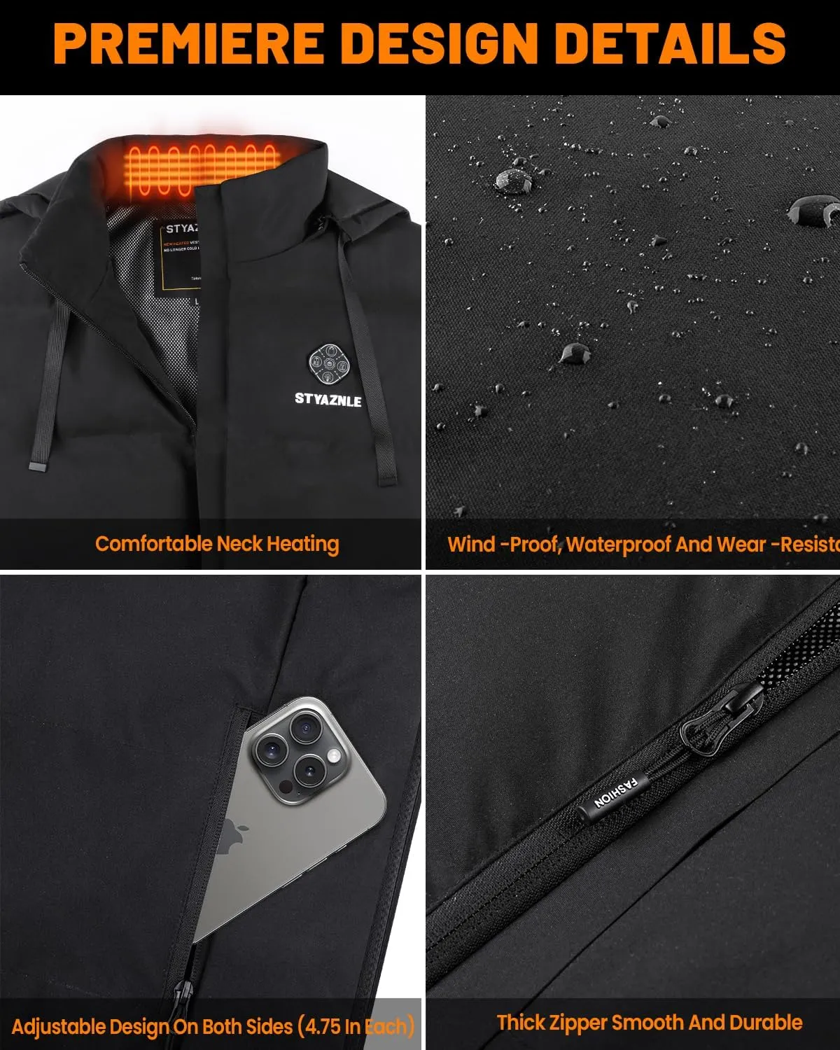 21 Heated Zones Heated Vest, with 40000mAH 7.4V Battery Pack Heated Vest for Men & Women, 5 in 1 Smart Controller