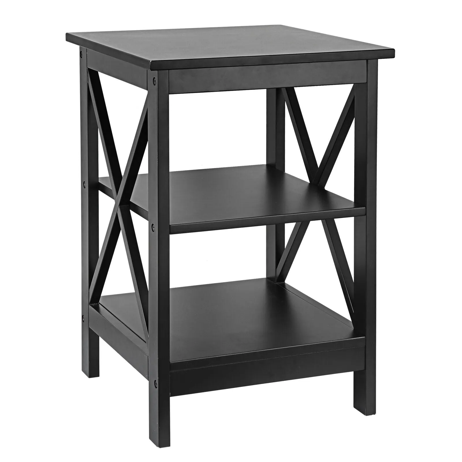 24 Inch End Side Table with Storage Shelf for Living Room - X Design