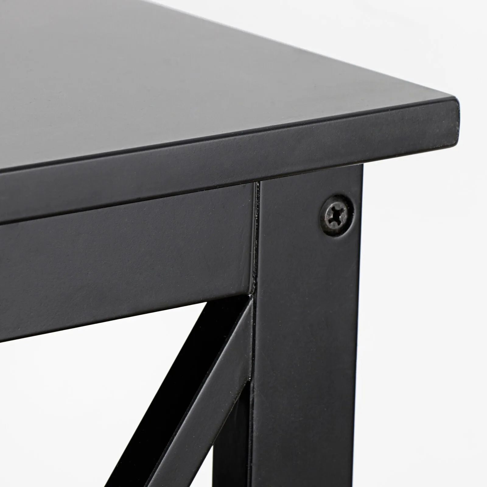 24 Inch End Side Table with Storage Shelf for Living Room - X Design