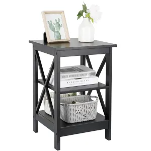 24 Inch End Side Table with Storage Shelf for Living Room - X Design