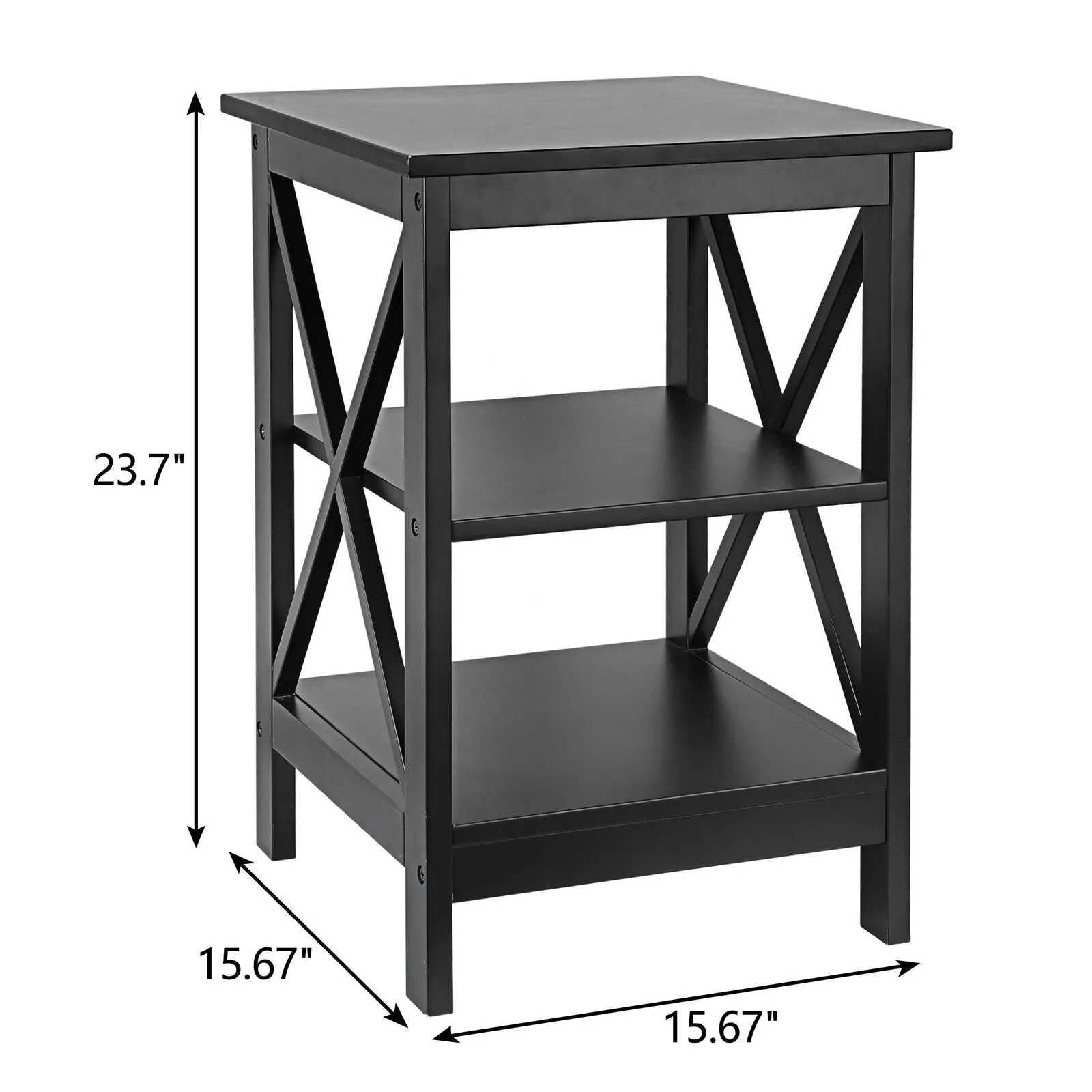 24 Inch End Side Table with Storage Shelf for Living Room - X Design
