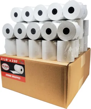 (2500 Rolls) 3 1/8 x 230 Thermal Paper Receipt Rolls (55 GSM Premium Quality German Paper) Fits All POS Cash Registers BPA Free - BuyRegisterRolls