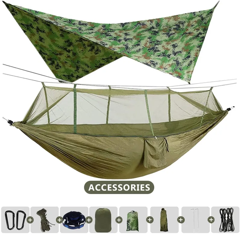 260x140cm Double Camping Hammock with Mosquito Net and Rain Tarp