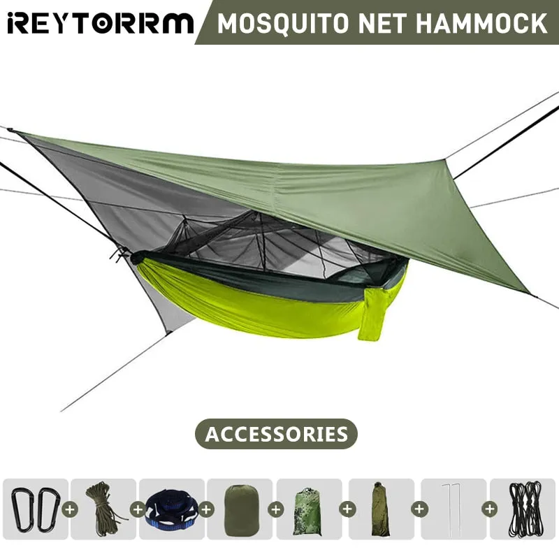 260x140cm Double Camping Hammock with Mosquito Net and Rain Tarp
