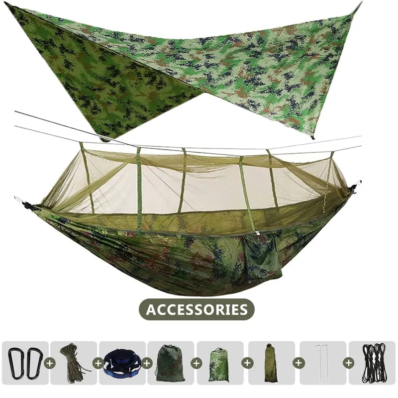 260x140cm Double Camping Hammock with Mosquito Net and Rain Tarp