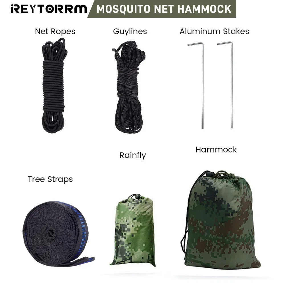 260x140cm Double Camping Hammock with Mosquito Net and Rain Tarp
