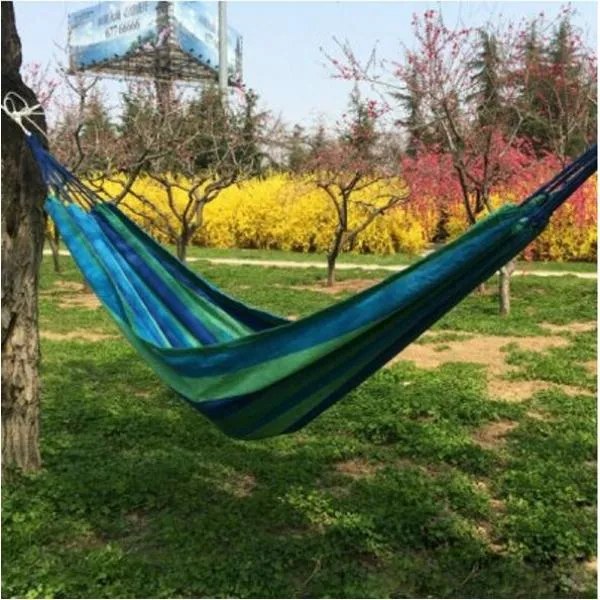 280x100cm 150kg Weight Load Canvas Hammock for Outdoor Camping - Blue
