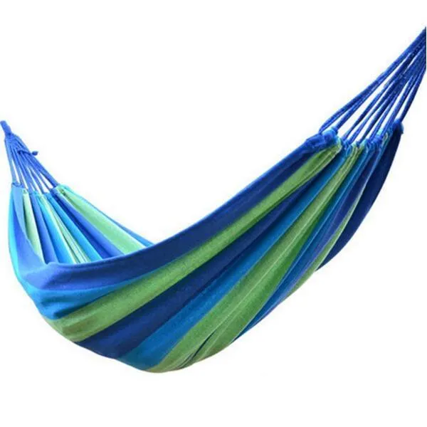 280x100cm 150kg Weight Load Canvas Hammock for Outdoor Camping - Blue