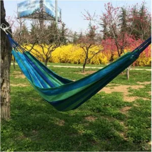 280x100cm 150kg Weight Load Canvas Hammock for Outdoor Camping - Blue