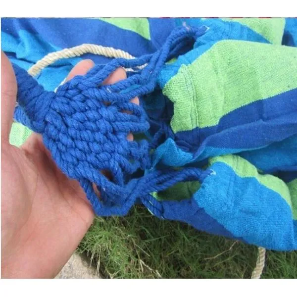 280x100cm 150kg Weight Load Canvas Hammock for Outdoor Camping - Blue