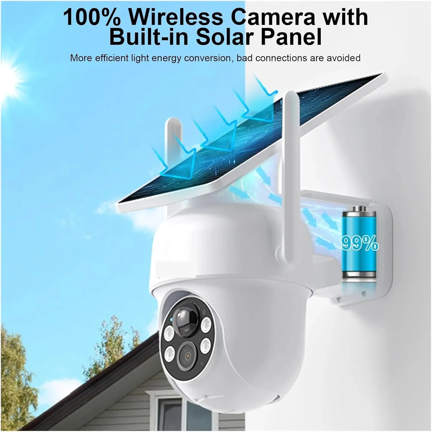2K 3/5MP WiFi Solar Camera for Home Protection Surveillance Security Battery Camera Solar Panel PIR Humanoid Detection(5MP Camera ANRAN APP)