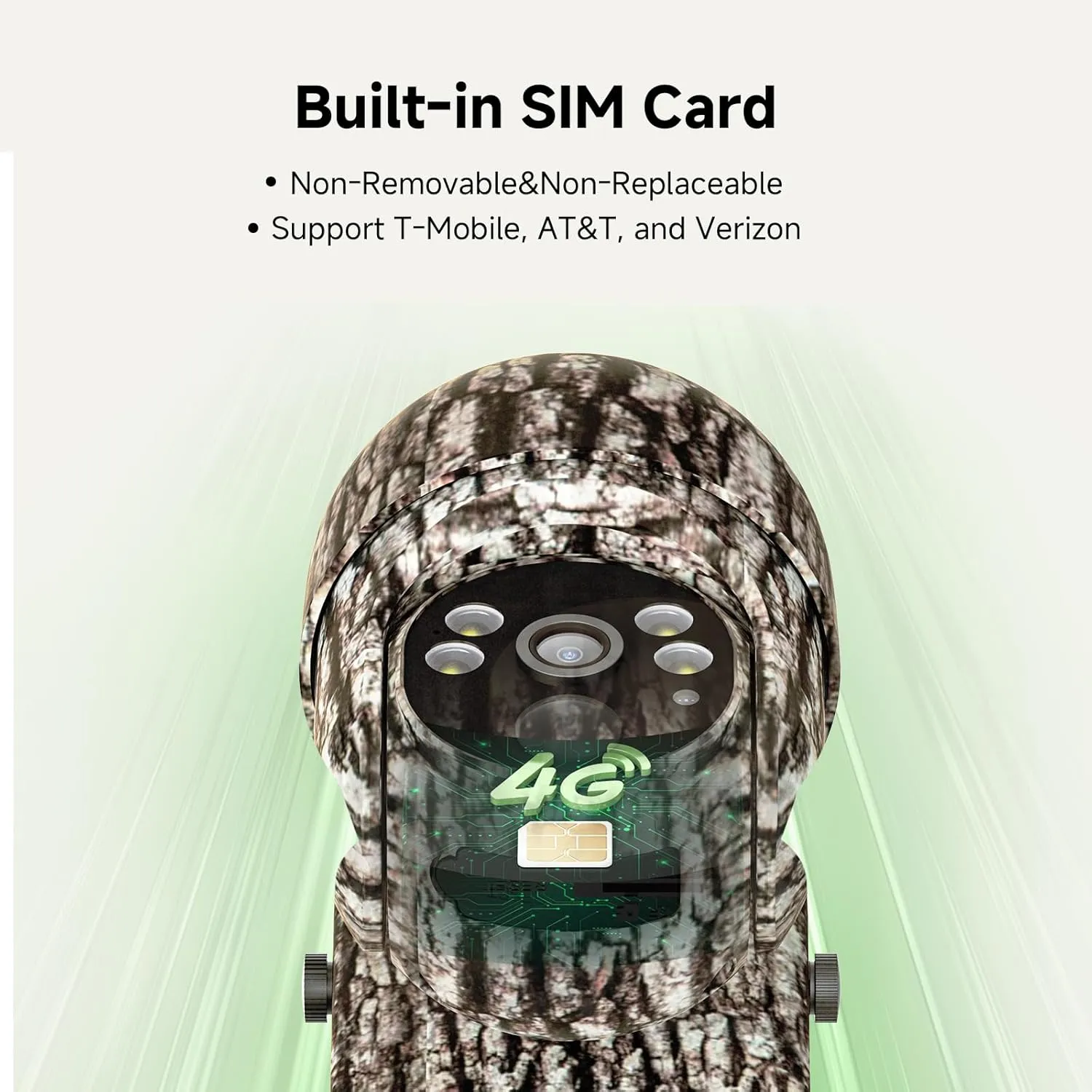 2K Cellular Trail Security Cameras, Game Camera Solar with 360° Full View, Color Night Vision, Motion Activated, Live Streaming & Playback, IP65 Waterproof(Built-in 4G SIM Card)