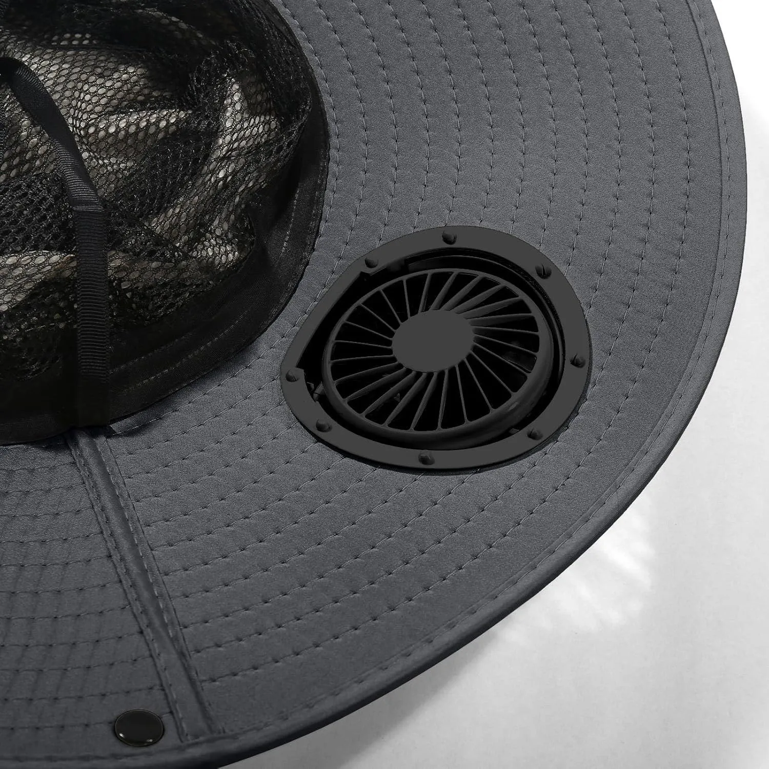 2PC Men's Wide Brim Fishing Hat with Built in Fan, Detachable USB & Solar Powered Fans Hats, Summer Outdoor Sun Hat
