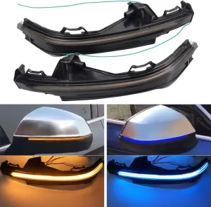 2Pcs Dynamic LED Turn Signal Light Blinker Side Mirror Indicator Lamp For A-udi Q5 Fy 2018 2019 Q7 4M 2016 2017 2018 (Blue-Yellow)