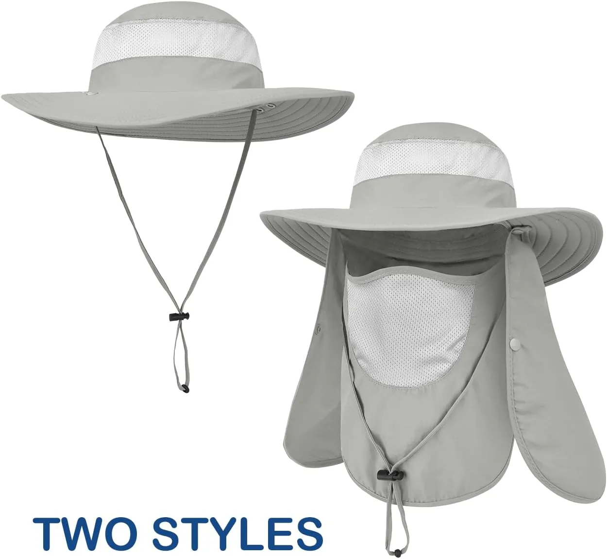 3 Pack Outdoor Sun Hat for Men/Women,UPF 50 Protection Fishing Hat with Face Neck Flap Full Cover for Hiking & Garden