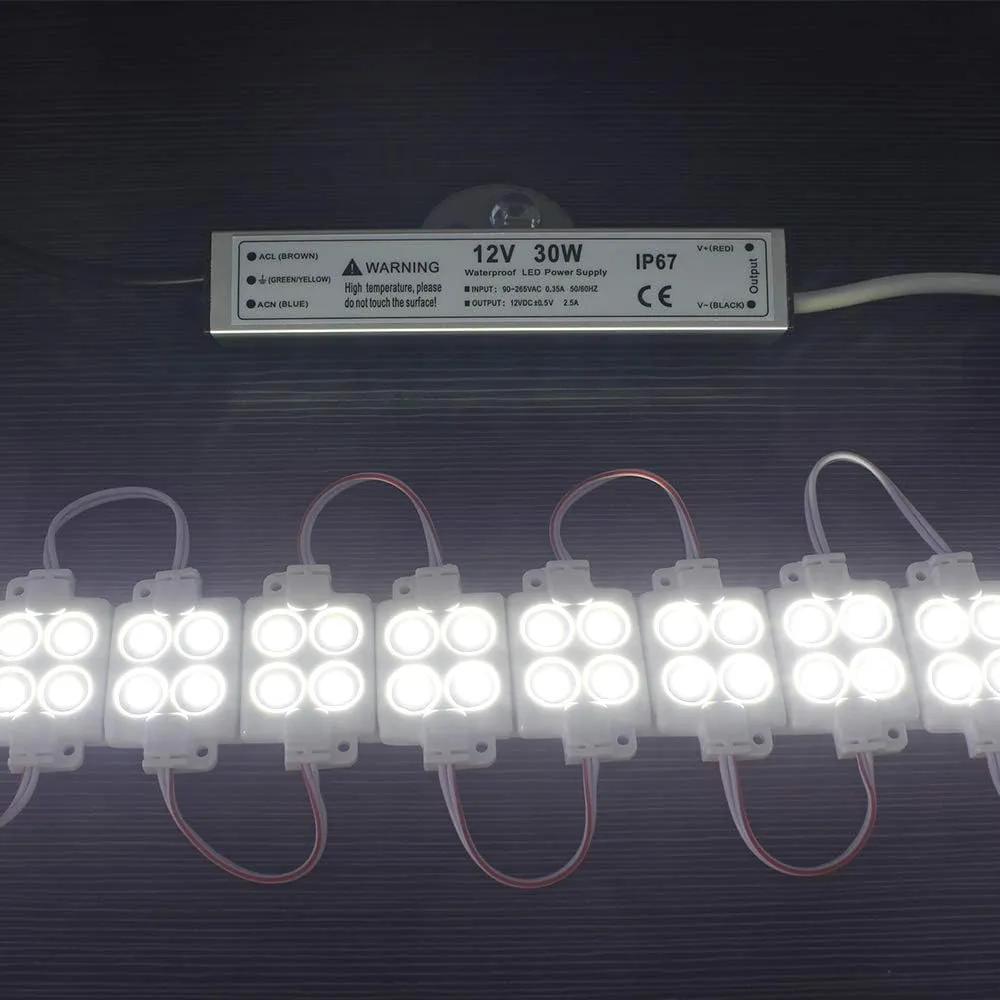 30W 12 Volt LED Power Supply, Waterproof IP67 LED Driver, 110V AC to 12V DC Converter, LED Transformer Low Voltage Output with 3-Prong Plug 3.3 Feet Cable for LED Light Strip, 2.5Amp