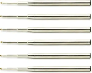 3.88 in / 98 mm Long Ballpoint Ink Refill Compatible with Montblanc Ballpoint Ballpen Rollerball Pens Tip: 1.0mm Medium Point, Soft Smooth Roll, 98 mm Long 116190 124493 P164 (Black, 6PCS)