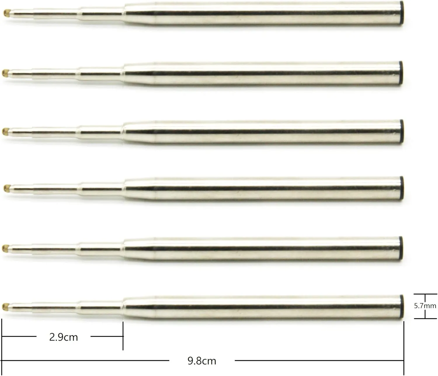 3.88 in / 98 mm Long Ballpoint Ink Refill Compatible with Montblanc Ballpoint Ballpen Rollerball Pens Tip: 1.0mm Medium Point, Soft Smooth Roll, 98 mm Long 116190 124493 P164 (Black, 6PCS)