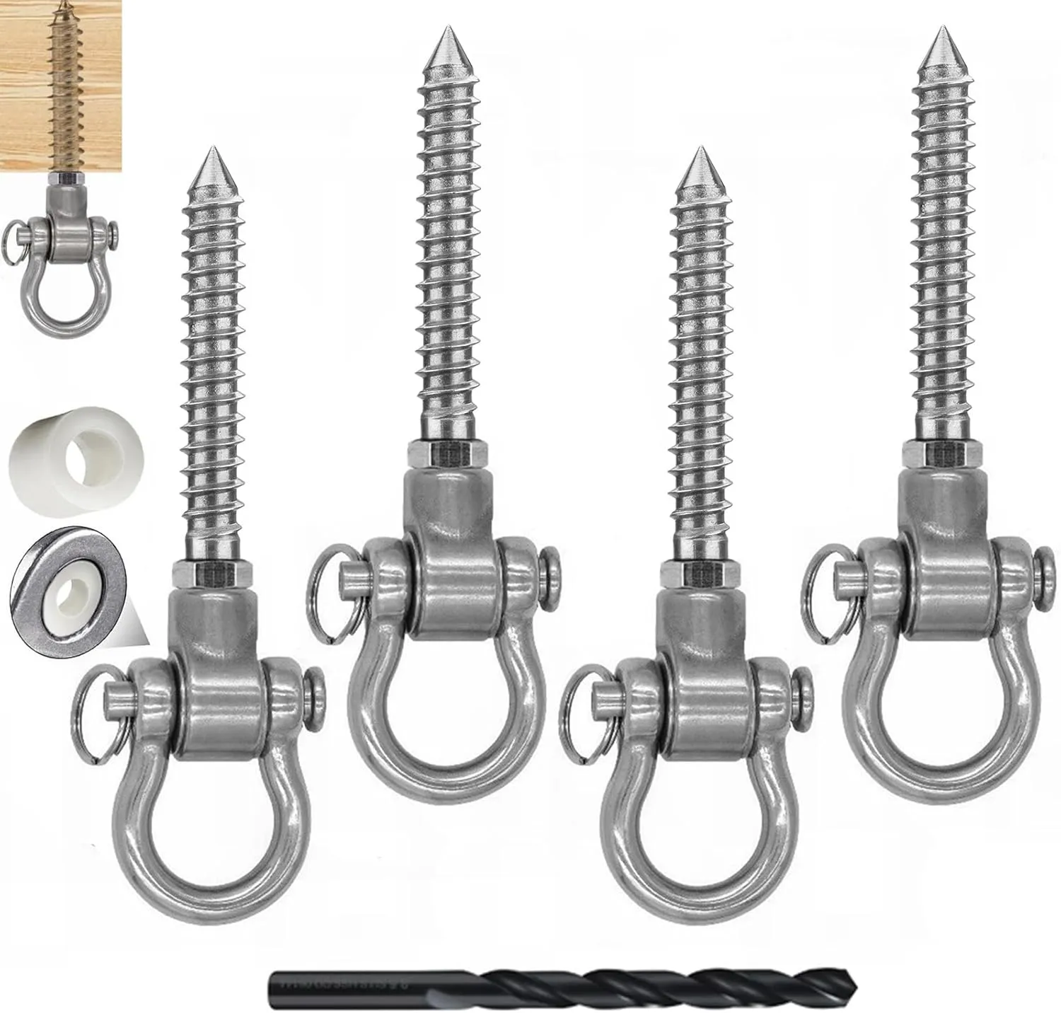 4 Bearing Swing Hangers Permanent Anti Rust Heavy Duty 180° Swing, 1500 lb Capacity sandbag Yoga Swing Hammock Chair