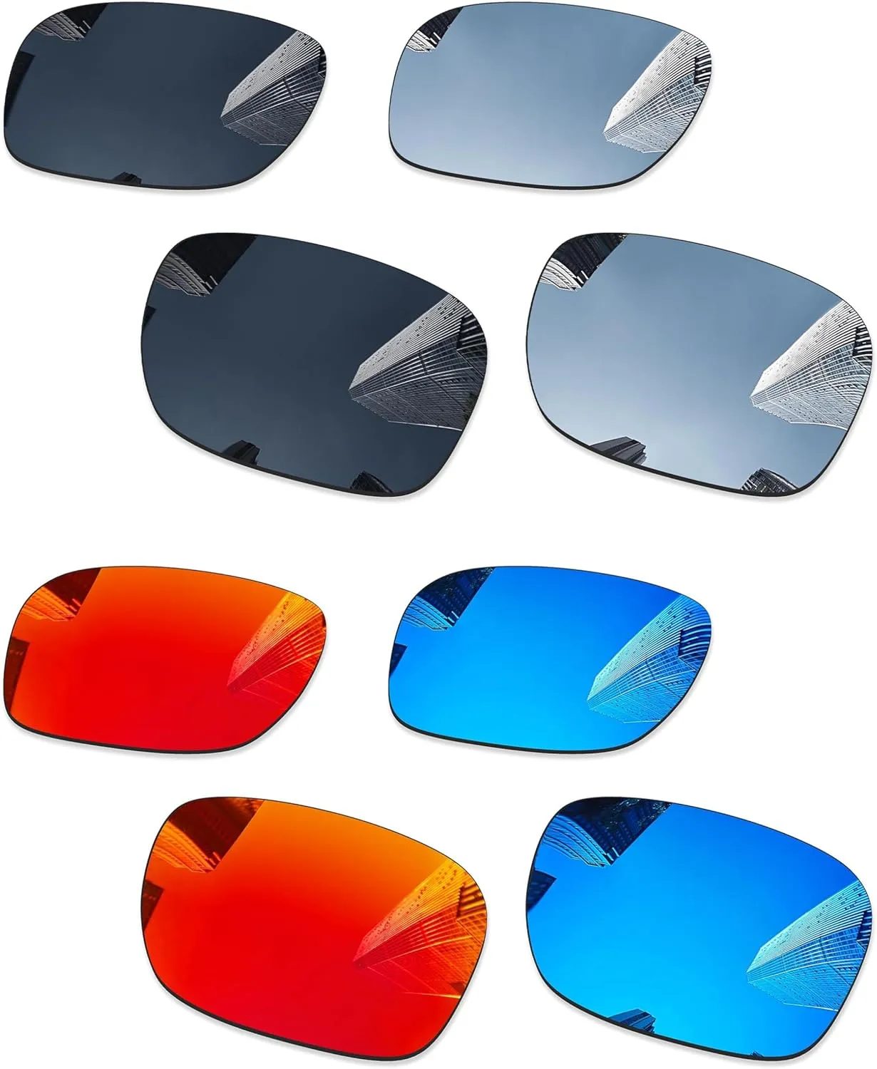 4 Pairs Ploarized Replacement Lenses for Oakley Jupiter Squared OO9135/Jupiter Carbon OO9220 Sunglasses - Black   Silver Titanium   Ice Blue   Fire Red