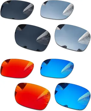4 Pairs Ploarized Replacement Lenses for Oakley Jupiter Squared OO9135/Jupiter Carbon OO9220 Sunglasses - Black   Silver Titanium   Ice Blue   Fire Red