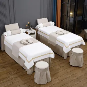 4-Piece Massage Table Sheet Set European Luxury Massage Table Sheet Sets Thicken Beauty Bedspreads Salon Physiotherapy Bed Set Sheets(E,190x80cm(75x31inch))