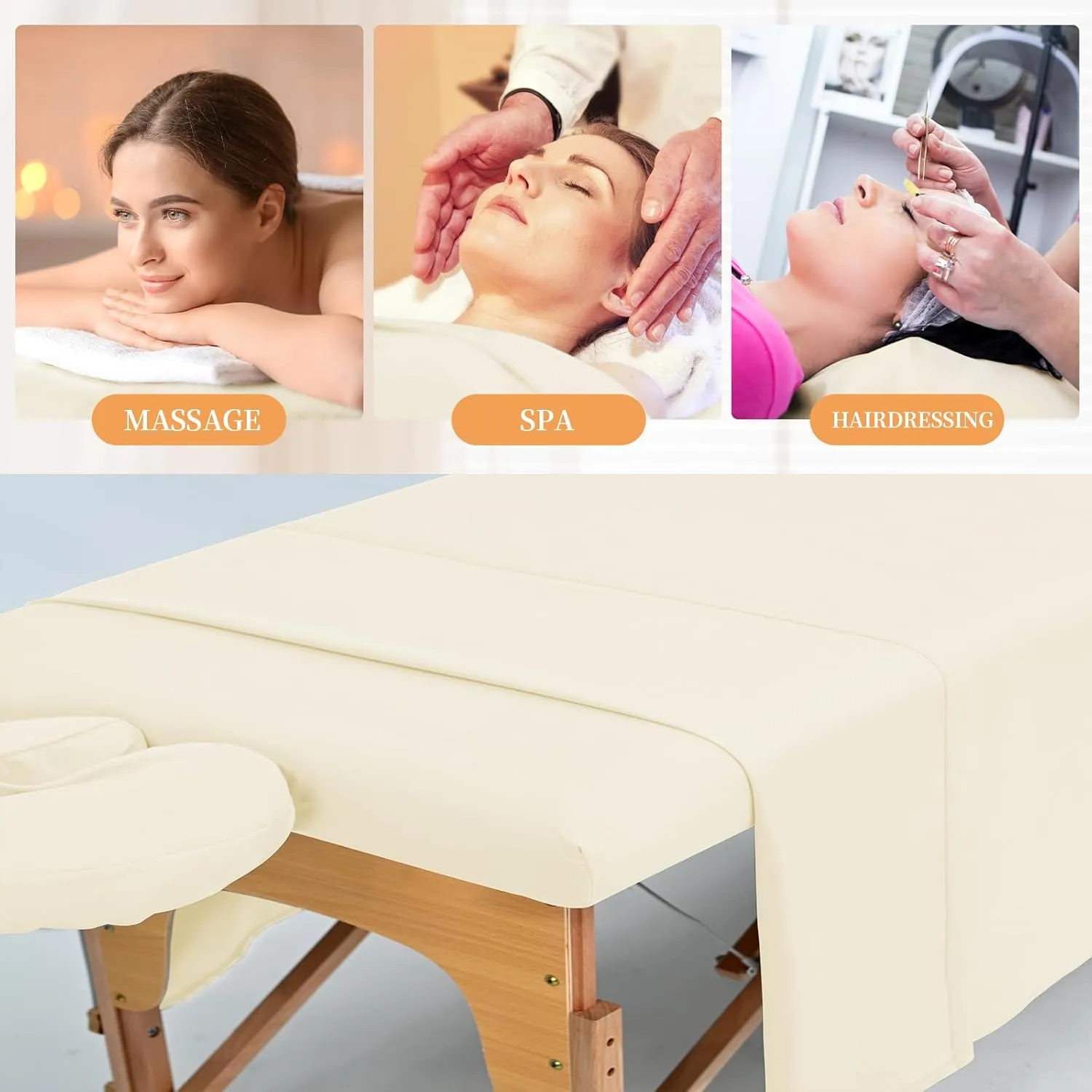 4 Set Microfiber Massage Table Sheets,Each Set 3 Piece Include Massage Table Cover,Fitted Sheet and Face Rest Cover,Fits Standard Massage Table Sheets for Salon Spa Massage Studios-Beige