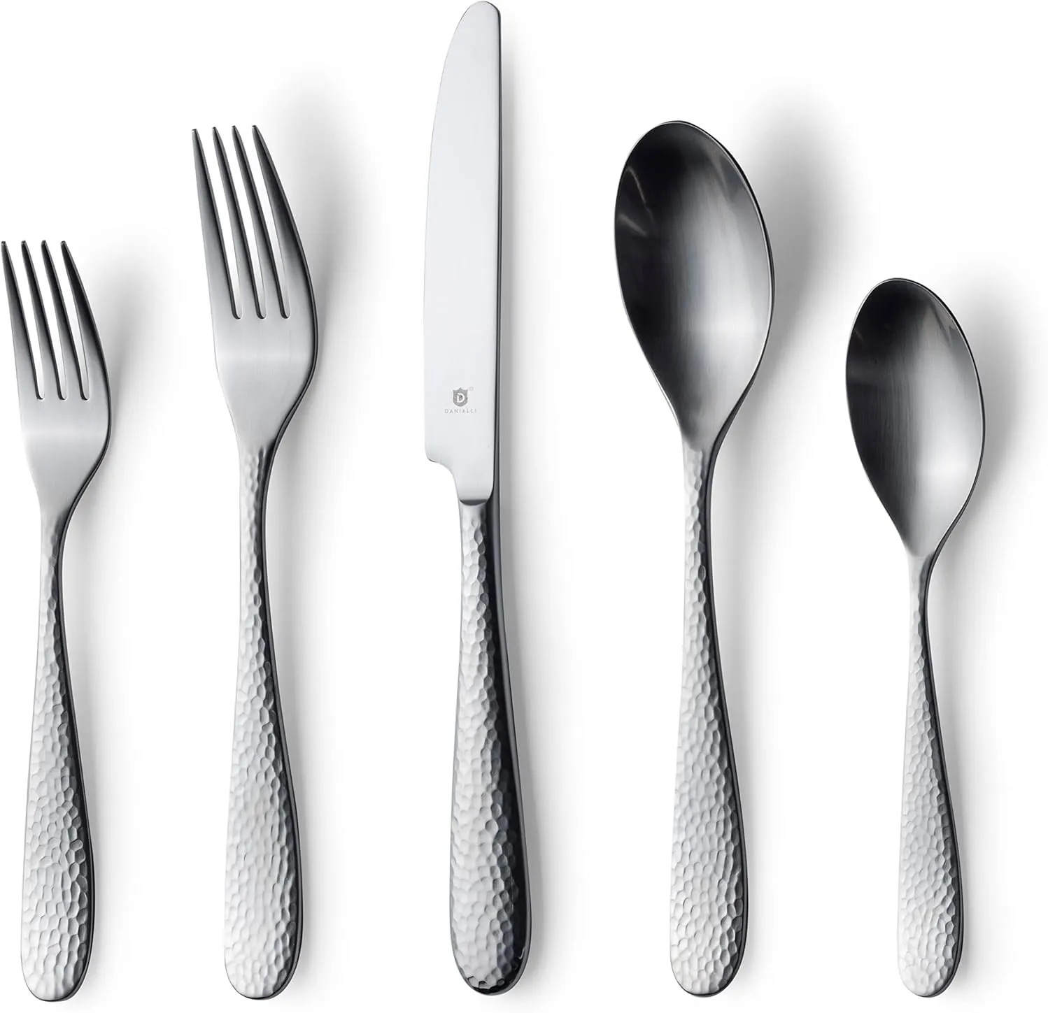 40-Piece Matte Fidenza Hammered 18/10 Stainless Steel Silverware Cutlery Set, Flatware Service for 8, Built to Last Commitment