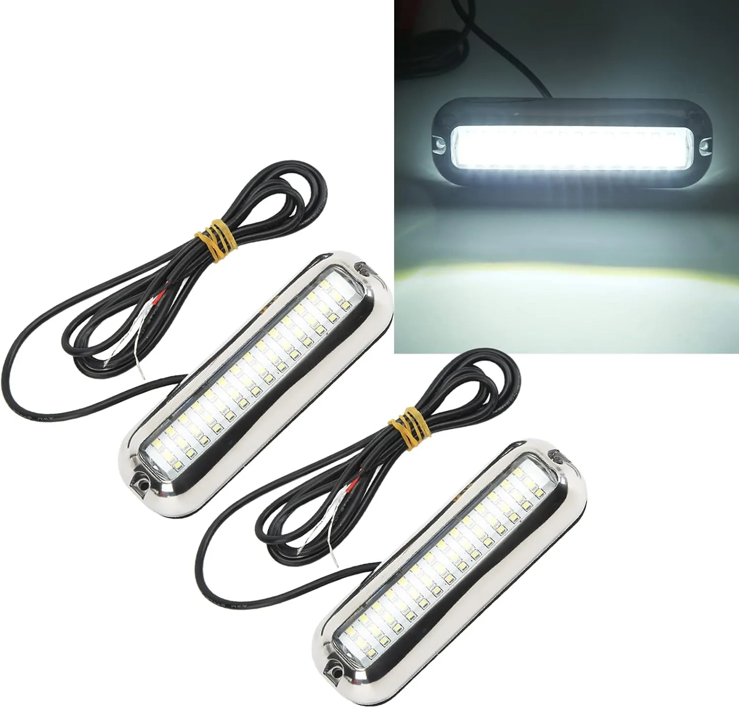42 Marine LED Lights,. Waterproof derwater LED Boat Lights, Waterproof 10 To 30V Drain Plug Light for Yachts, Fishing Boats, Kayaks, Swimming Pools(White light)