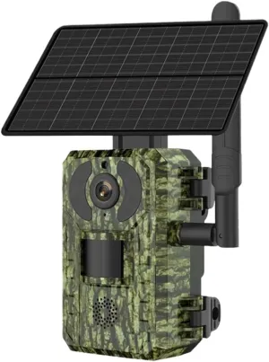 4MP 4W Outdoor Wildlife 7800mAh Battery Motion Activated Trigger Waterproof Hunting Trail Camera 4G with Night Vision(EU 4G Band 64G)