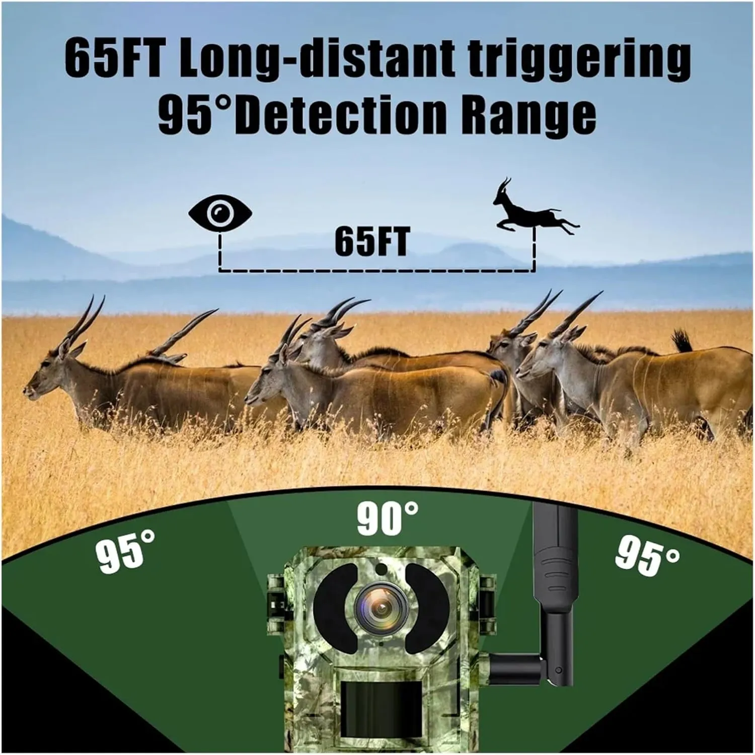 4MP 4W Outdoor Wildlife 7800mAh Battery Motion Activated Trigger Waterproof Hunting Trail Camera 4G with Night Vision(EU 4G Band 64G)