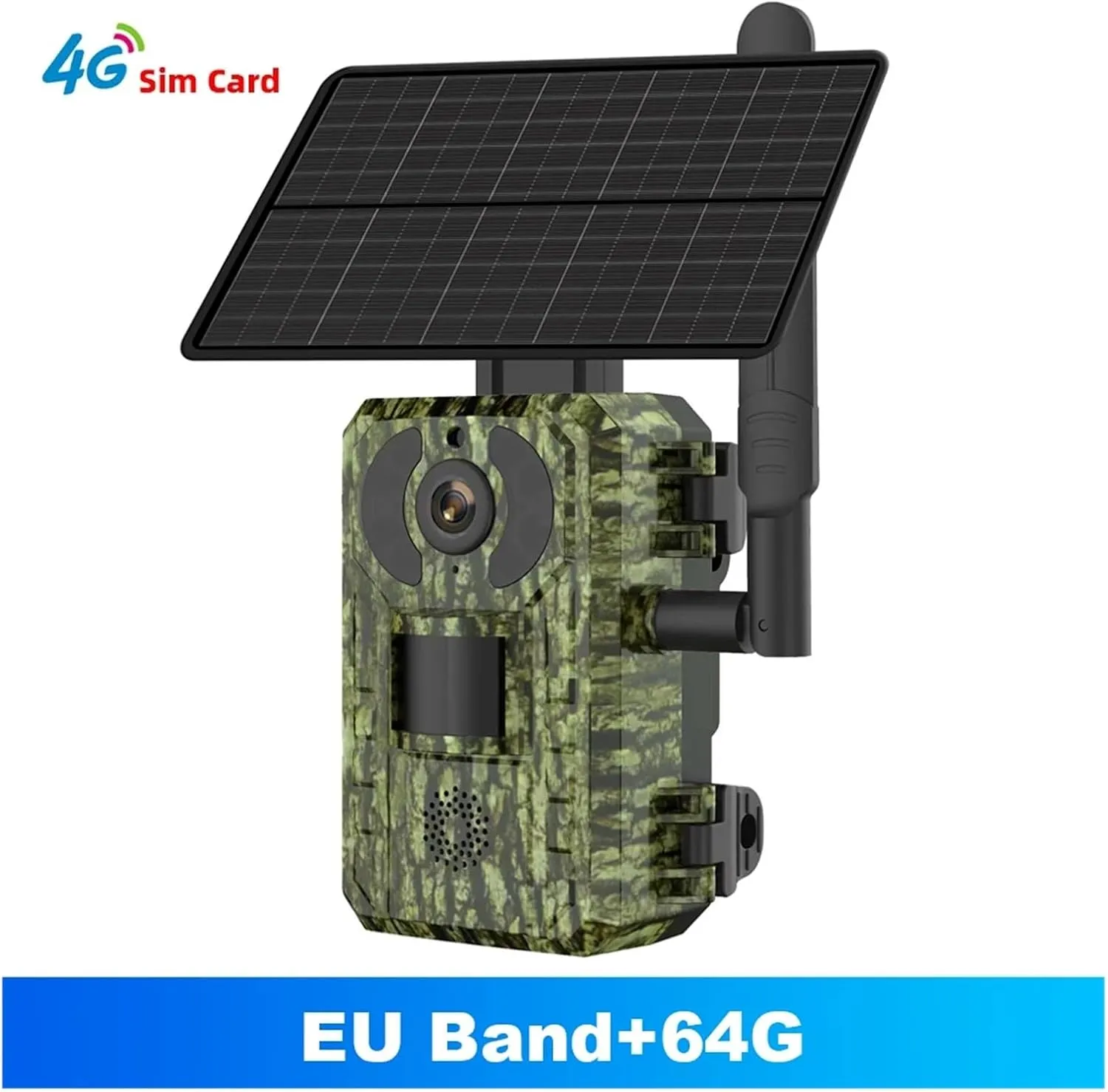 4MP 4W Outdoor Wildlife 7800mAh Battery Motion Activated Trigger Waterproof Hunting Trail Camera 4G with Night Vision(EU 4G Band 64G)