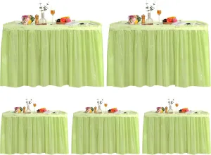 5 Pack Plastic Table Skirts and Cloths for Rectangle Tables, 14 Ft Blue Tableskirts and 54" x 108" Tablecloths, Disposable Tablecloth Skirt Covers for Party (Fruit Green)