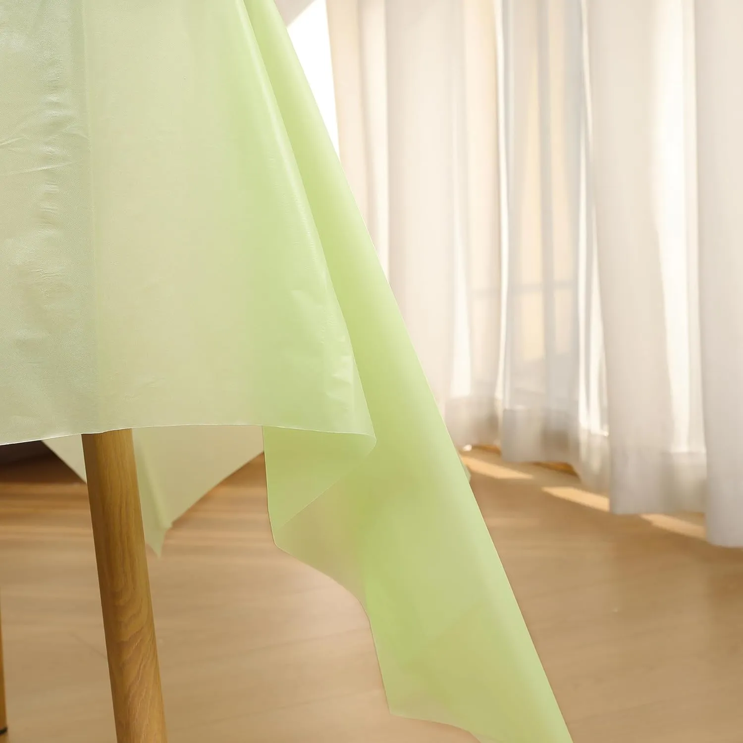 5 Pack Plastic Table Skirts and Cloths for Rectangle Tables, 14 Ft Blue Tableskirts and 54" x 108" Tablecloths, Disposable Tablecloth Skirt Covers for Party (Fruit Green)