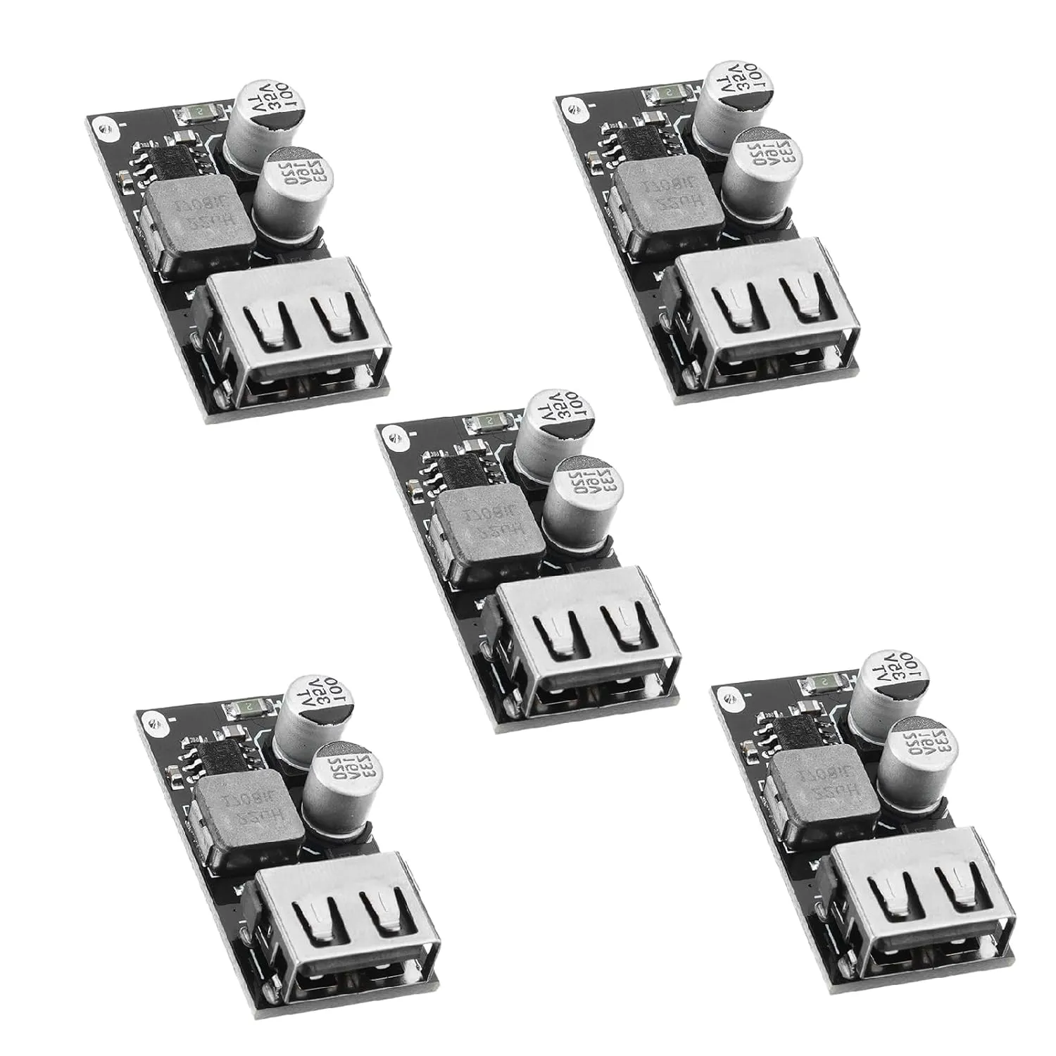 5 Packs USB Buck Converter, Supply Voltage Regulator Volt Transformer Board DC-DC Step Down Module 6-32V 12V 24V to 5V QC 3.0 Charging Module Power