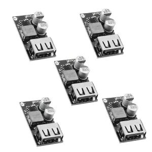 5 Packs USB Buck Converter, Supply Voltage Regulator Volt Transformer Board DC-DC Step Down Module 6-32V 12V 24V to 5V QC 3.0 Charging Module Power