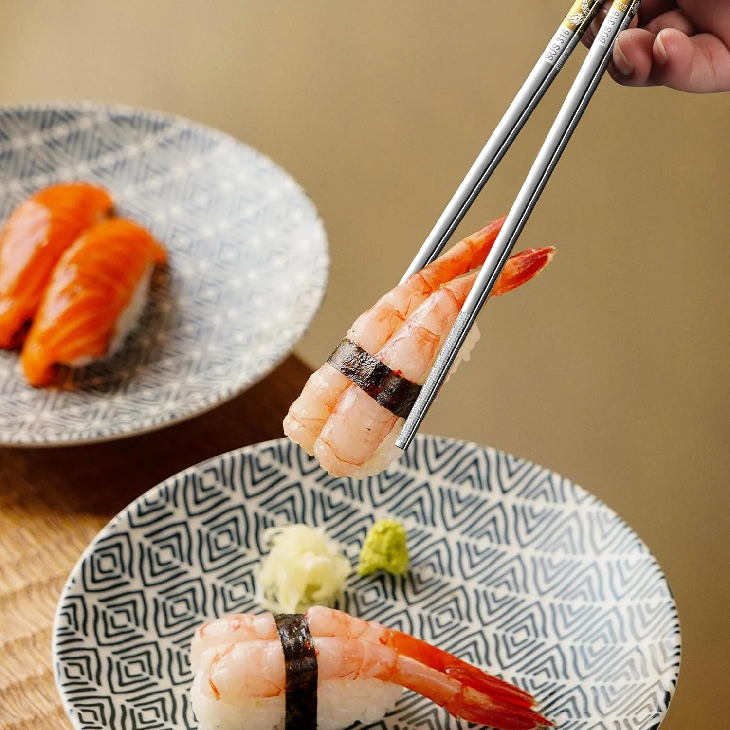 5 Pairs Gold Dragon Chopsticks Set Stainless Steel 316 Gold Plated Reusable Kitchen Dinning Eating Utensils Modern Chop Sticks Dishwasher Safe and Luxury Tableware Gift