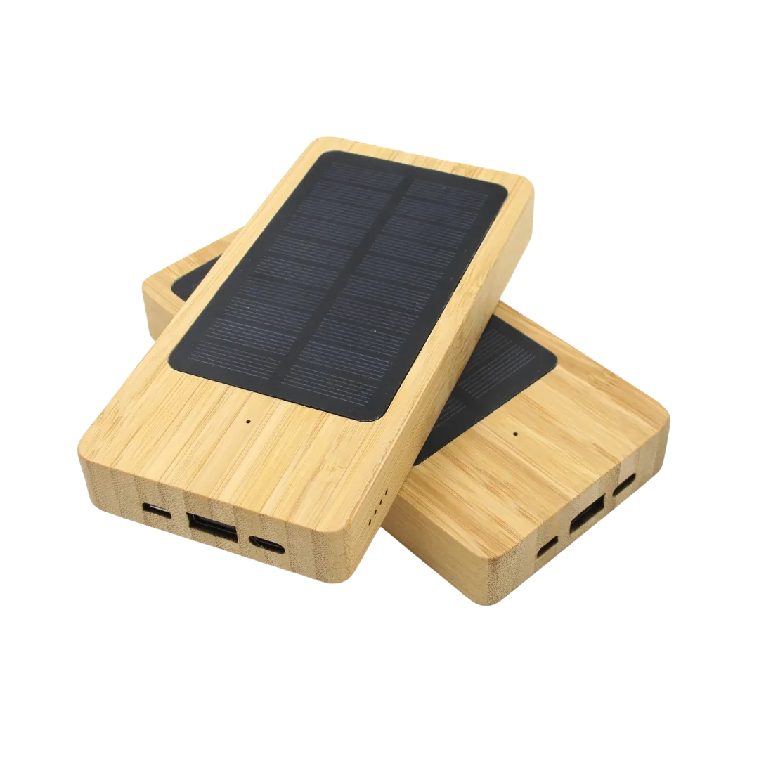 5000 MAH Solar-Powered Bamboo Power Bank