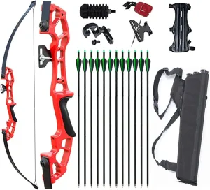 50" Takedown Recurve Bow and Arrows Set Archery Kit Right Hand Longbow for Adult Beginner Practice Hunting Competition