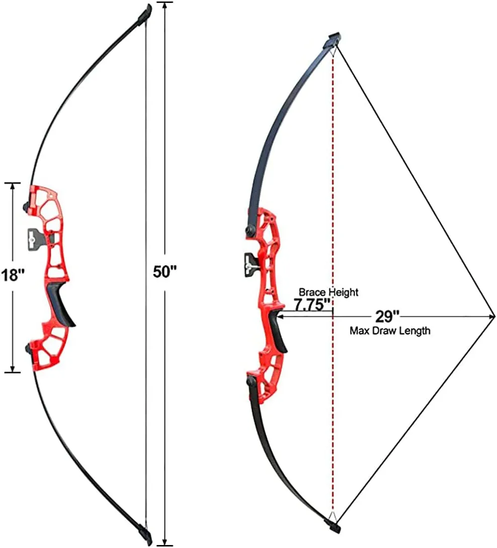 50" Takedown Recurve Bow and Arrows Set Archery Kit Right Hand Longbow for Adult Beginner Practice Hunting Competition