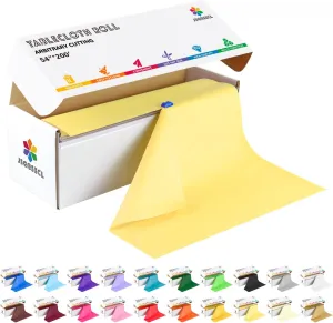 54 Inch X 200 Feet Plastic Table Cover Roll with Convenient Slide Cutter, Disposable Plastic Table Cloth Roll with Cut-to-Size Design for Weddings, Banquets, Parties (Light Yellow)