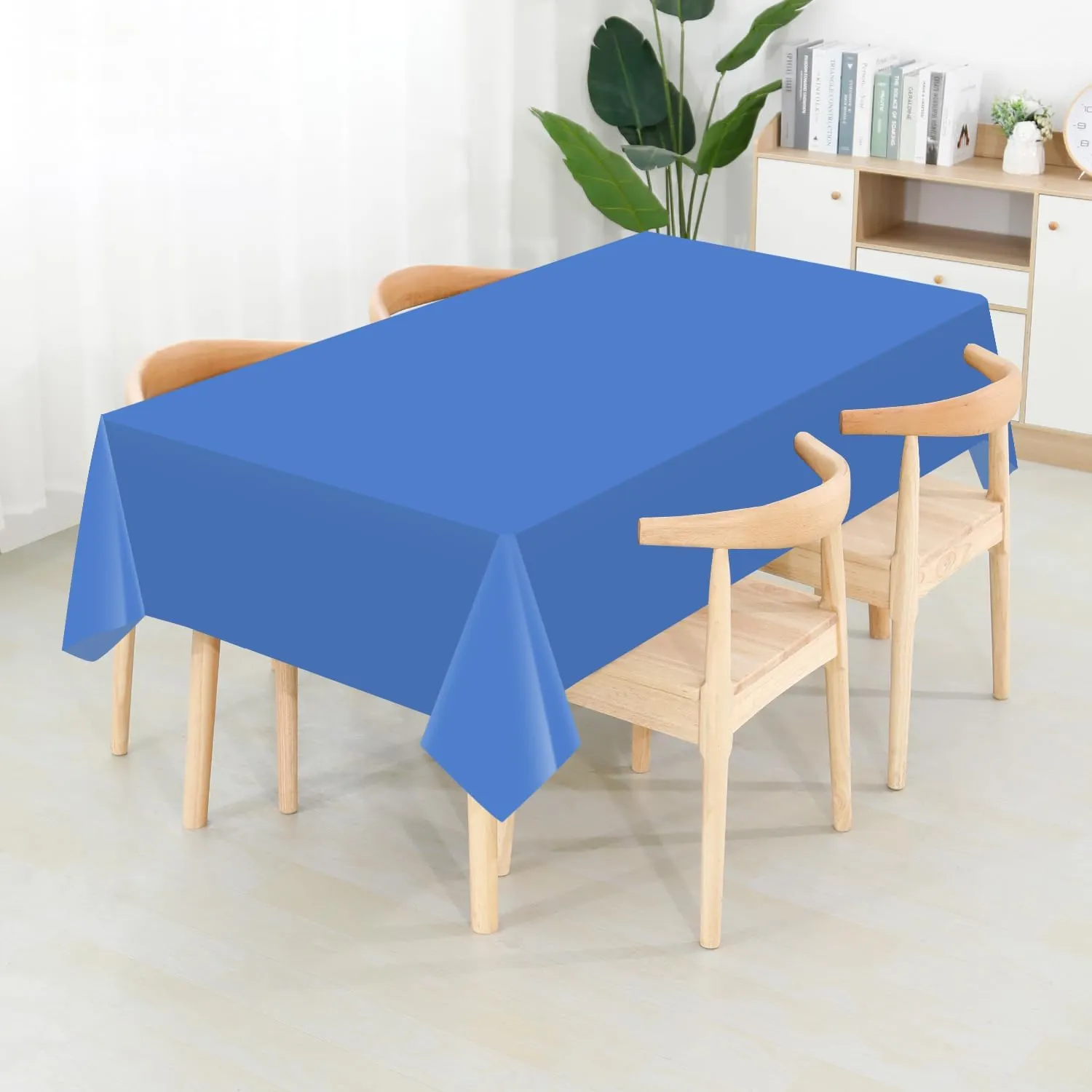 54 Inch X 300 Feet Plastic Table Cover Roll Premium Disposable Plastic Tablecloth for All Type/Shape Tables | Picnic, Party, Banquet, Birthdays, Weddings (Blue, 54 Inch X 300 Feet)