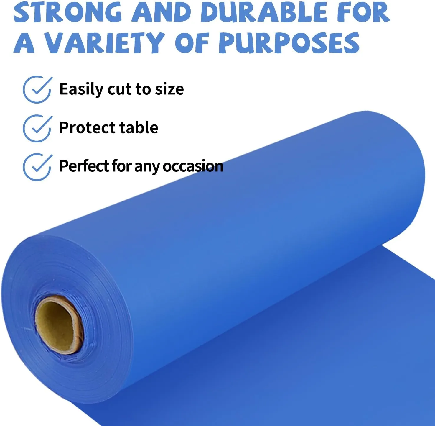 54 Inch X 300 Feet Plastic Table Cover Roll Premium Disposable Plastic Tablecloth for All Type/Shape Tables | Picnic, Party, Banquet, Birthdays, Weddings (Blue, 54 Inch X 300 Feet)