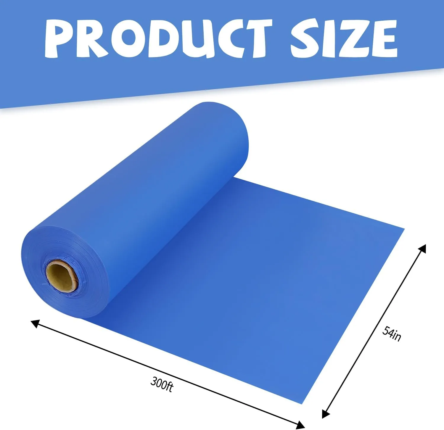 54 Inch X 300 Feet Plastic Table Cover Roll Premium Disposable Plastic Tablecloth for All Type/Shape Tables | Picnic, Party, Banquet, Birthdays, Weddings (Blue, 54 Inch X 300 Feet)