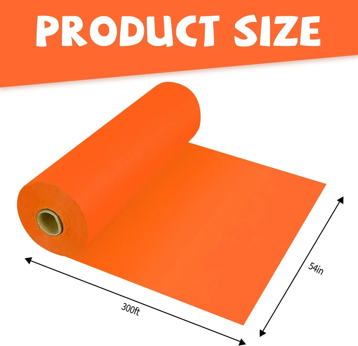 54 Inch X 300 Feet Plastic Table Cover Roll Premium Disposable Plastic Tablecloth for All Type/Shape Tables | Picnic, Party, Banquet, Birthdays, Weddings (Orange, 54 Inch X 300 Feet)